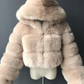 Faux Fur Hooded Bubble Coat