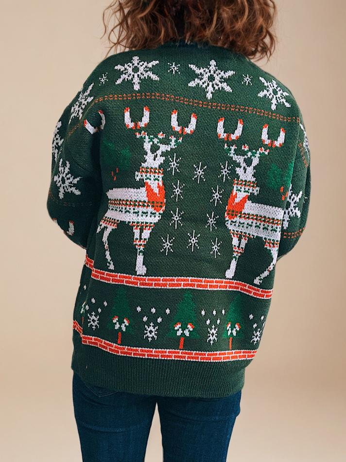 Pullover Crochet Christmas Printed Sweatshirt