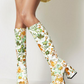 Women's Floral Print Block Heel Platform Knee-High Boots