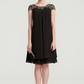 Black Jewel Neckline Short Sleeves Short Ruffle Bridesmaid Dress