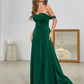 Off-Shoulder Slit Long Evening Dress