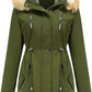 Faux Fur Hooded Fleece-Lined Long Coat