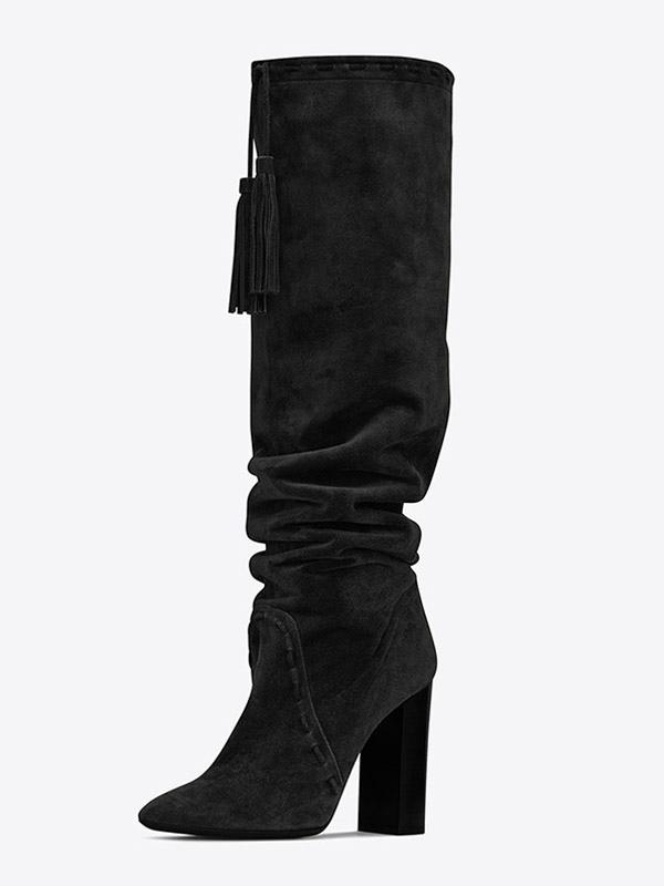 Suede Knee-High Slouch Boots