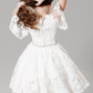 White Lace Bell Short Sleeves Short Kids Party Dress