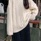 Solid Cable Knit Pullover Sweater