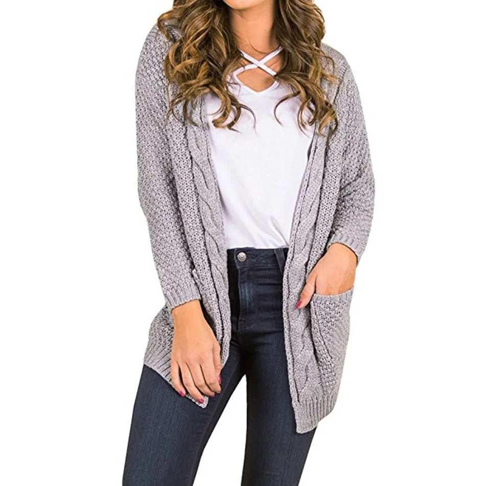 Women's Long Sleeves Cardigan Knitted Loose Sweater