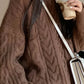 Solid Cable Knit Pullover Sweater