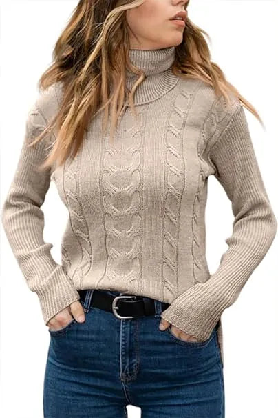 Long Sleeves Knitted Turtleneck Pullover Sweaters