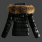 Black Hooded Faux Fur Puffer Winter Coat