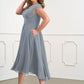 Plus Size Light Gray Chiffon Jewel Neck Short Sleeves Bridesmaid Dress