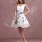 White A-Line Deep V Neck Butterfly Applique Sleeveless Bridesmaid Dress