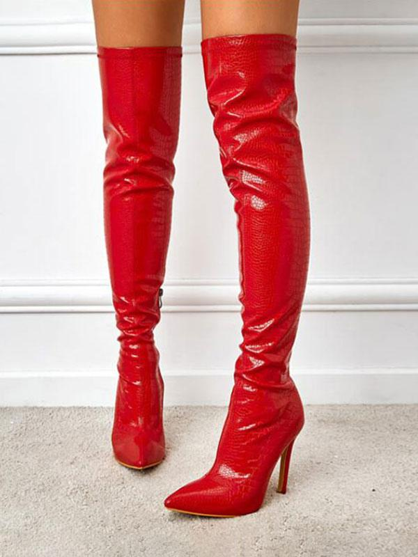 Pointy Toe Stiletto Thigh High Boots