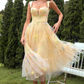 Champagne Embroidered Sleeveless Long Prom Dress