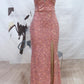 Deep V Neck Backless Sequined Evening Dress