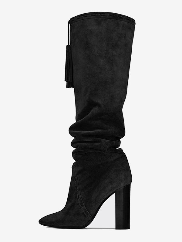 Suede Knee-High Slouch Boots