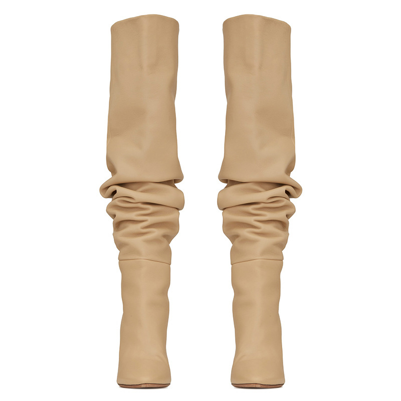 Pointed Toe Slouch Knee High Boots