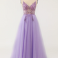 Beaded Spaghetti Strap Sleeveless Prom Dress