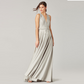 Sleeveless Backless Pleated Long Evening Dress