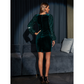 Sequin Green Long Sleeves Short Prom Dress