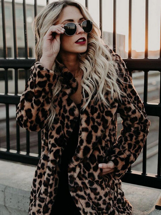 Faux Fur Leopard Print Coat