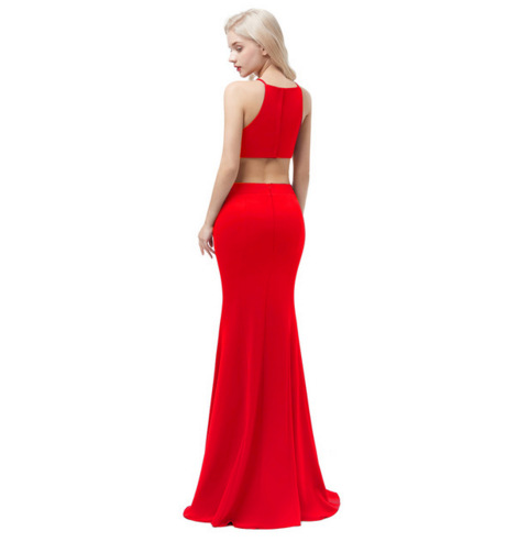 Simple Sleeveless Fishtail Long Evening Dress