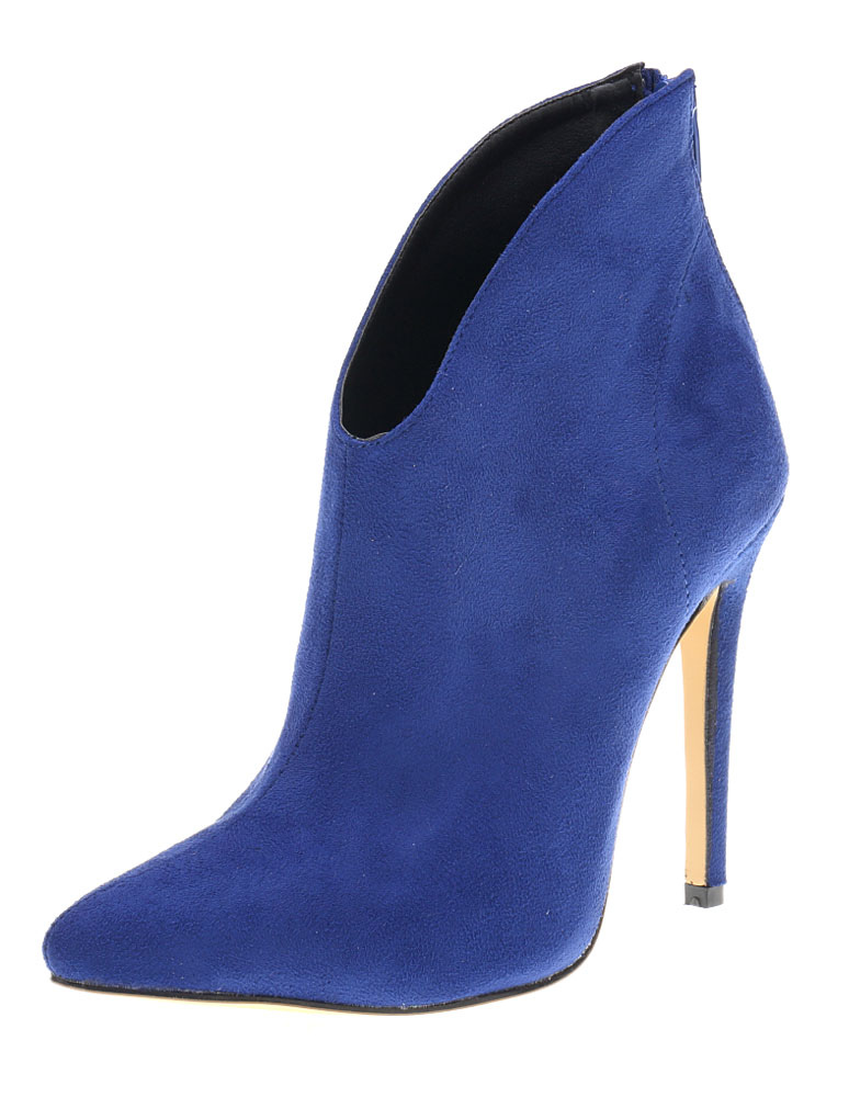 Suede Pointed Toe High Heel Ankle Boots