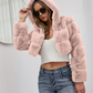 Faux Fur Hooded Zipper Coat