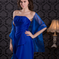 Satin Royal Blue Strapless Sleeveless Prom Dress