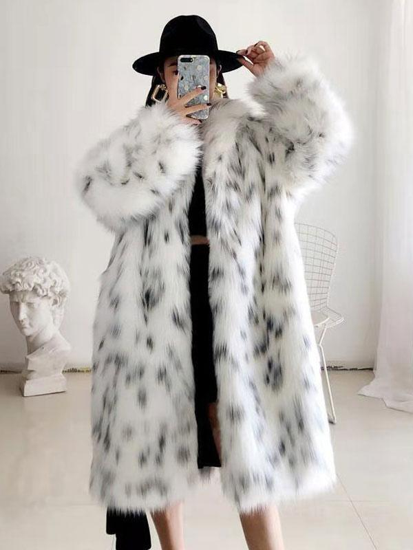 Faux Fur Two Tone Lapel Coat