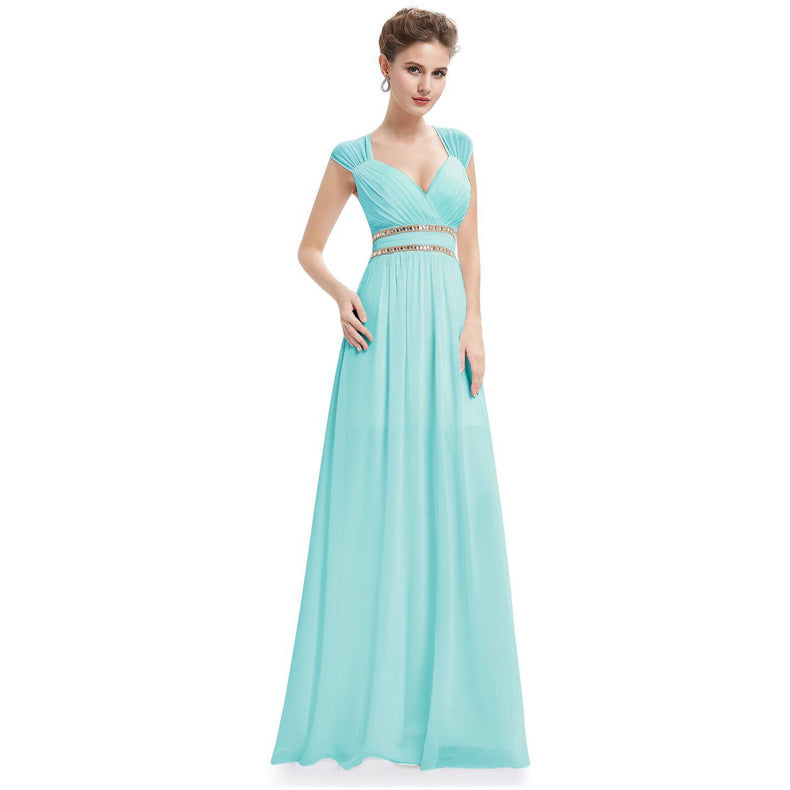 V-Neck Double Shoulder Banquet Evening Dress