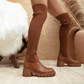 Chunky Sole Thigh High Heel Boots