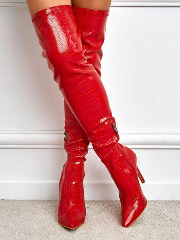 Pointy Toe Stiletto Thigh High Boots