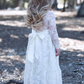 White Lace Long Sleeves Tie Back Kids Party Dress