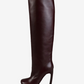 Leather Round Toe Knee High Boots