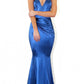 Deep V-Neck Backless Ruched Suspender Evening Dress