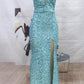 Deep V Neck Backless Sequined Evening Dress