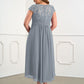 Plus Size Light Gray Chiffon Jewel Neck Short Sleeves Bridesmaid Dress