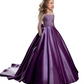 Satin Beaded Long Sleeves Kids Wedding Dress