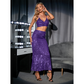 Purple Sleeveless Two Piece Prom Dress