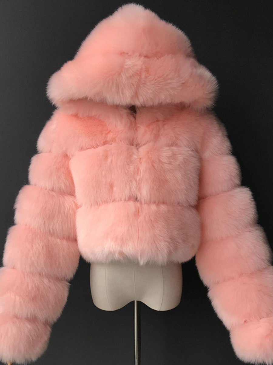 Faux Fur Hooded Bubble Coat