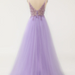 Beaded Spaghetti Strap Sleeveless Prom Dress