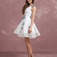 White A-Line Deep V Neck Butterfly Applique Sleeveless Bridesmaid Dress