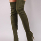 Sleek Pointed Toe Thigh-High Suede Boots