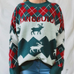 Knitted Elk Printed Pullover Sweater