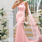 One Shoulder Sleeveless Long Mermaid Maxi Bridesmaid Dress