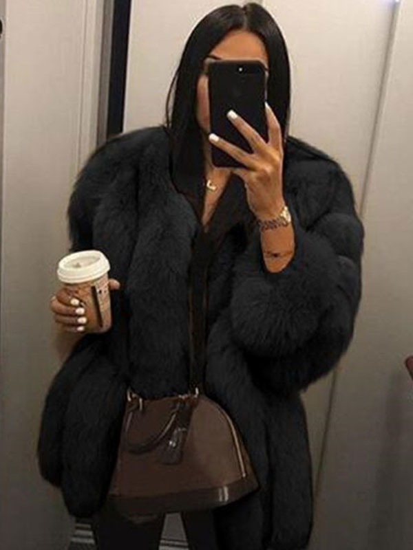 Faux Fur Full Sleeves Bubble Coat