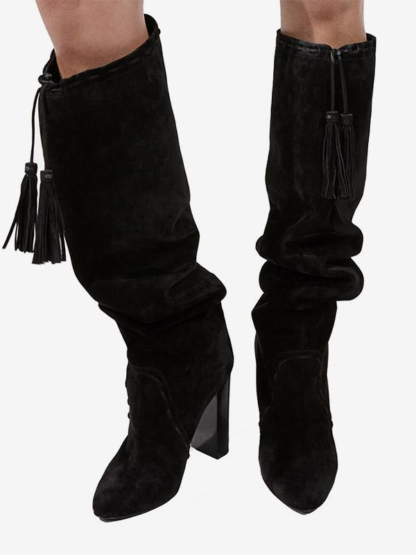 Suede Knee-High Slouch Boots