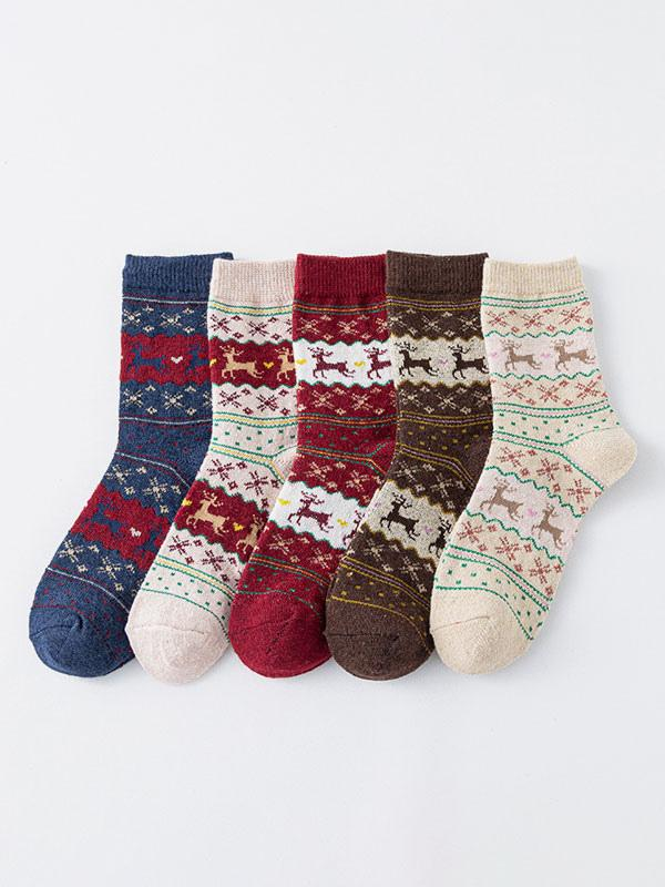 Cotton Blend Christmas Pattern Socks