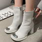 Women's Chunky Heel Ankle Boots with Metal