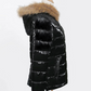 Black Hooded Faux Fur Puffer Winter Coat